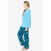 Dreams & Co. Plus Size Long Sleeve Knit PJ Set(Deep Teal Bows)