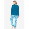 Dreams & Co. Plus Size Long Sleeve Knit PJ Set(Deep Teal Cat)