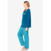 Dreams & Co. Plus Size Long Sleeve Knit PJ Set(Pale Ocean Paisley)
