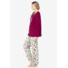 Dreams & Co. Plus Size Long Sleeve Knit PJ Set(Pomegranate Love)