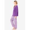 Dreams & Co. Plus Size Long Sleeve Knit PJ Set(Pretty Violet Snowman)