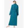 Dreams & Co. Plus Size Long Terry Robe(Deep Teal)