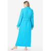 Dreams & Co. Plus Size Long Terry Robe(Paradise Blue)