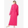 Dreams & Co. Plus Size Long Terry Robe(Pink Burst)