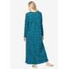 Dreams & Co. Plus Size Long-Sleeve Gown(Deep Teal Ditsy)