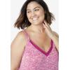 Dreams & Co. Plus Size Marled Lace-Trim Sleep Tank(Evening Blue Marled)