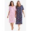 Dreams & Co. Plus Size Print Sleepshirt(Plum Burst Cat)