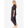 Dreams & Co. Plus Size Printed Henley PJ Set(Black Multi Floral)