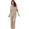 Dreams & Co. Plus Size Printed Henley PJ Set(Classic Leopard)