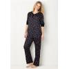 Dreams & Co. Plus Size Printed Henley PJ Set(Evening Blue Stars)