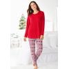 Dreams & Co. Plus Size Relaxed Pajama Pant(Plum Burst Snowflake Heart)