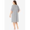 Dreams & Co. Plus Size Satin Trim Cotton Sleepshirt(Heather Grey Scroll Heart)
