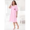 Dreams & Co. Plus Size Satin Trim Cotton Sleepshirt(Pink Stripe Heart)