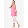 Dreams & Co. Plus Size Scoopneck Tank & Capri Legging PJ Set(Pink Bloom West)
