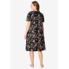 Dreams & Co. Plus Size Short Floral Print Cotton Gown(Black Roses)