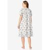 Dreams & Co. Plus Size Short Floral Print Cotton Gown(Classic Red Birds)