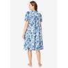 Dreams & Co. Plus Size Short Floral Print Cotton Gown(French Blue Garden)