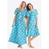 Dreams & Co. Plus Size Short Floral Print Cotton Gown(French Blue Garden)