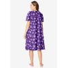 Dreams & Co. Plus Size Short Floral Print Cotton Gown(Plum Burst Bouquet)