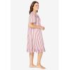 Dreams & Co. Plus Size Short Floral Print Cotton Gown(Red White Stripe)