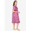 Dreams & Co. Plus Size Short Floral Print Cotton Gown(Strawberry Roses)