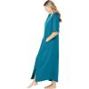 Dreams & Co. Women’s Plus Size Long French Terry Zip-Front Robe (Petite Available)(Aquamarine)