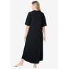 Dreams & Co. Women’s Plus Size Long French Terry Zip-Front Robe (Petite Available)(Black)