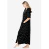 Dreams & Co. Women’s Plus Size Long French Terry Zip-Front Robe (Petite Available)(Black Dot)