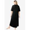 Dreams & Co. Women’s Plus Size Long French Terry Zip-Front Robe (Petite Available)(Black Dot)