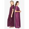 Only Necessities Plus Size 2-Pack Long Silky Gown(Dark Berry Animal)