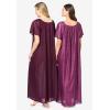 Only Necessities Plus Size 2-Pack Long Silky Gown(Dark Berry Animal)