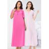 Only Necessities Plus Size 2-Pack Long Silky Gown(Paradise Pink Pink)