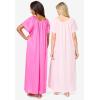 Only Necessities Plus Size 2-Pack Long Silky Gown(Paradise Pink Pink)