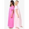 Only Necessities Plus Size 2-Pack Long Silky Gown(Paradise Pink Pink)