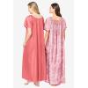 Only Necessities Plus Size 2-Pack Long Silky Gown(Sweet Coral Flower)