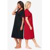 Only Necessities Plus Size 2-Pack Short Silky Gown(Classic Red Black)