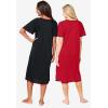 Only Necessities Plus Size 2-Pack Short Silky Gown(Classic Red Black)
