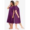 Only Necessities Plus Size 2-Pack Short Silky Gown(Dark Berry Animal)
