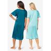 Only Necessities Plus Size 2-Pack Short Silky Gown(Deep Teal Pale Ocean)