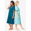 Only Necessities Plus Size 2-Pack Short Silky Gown(Deep Teal Pale Ocean)
