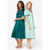 Only Necessities Plus Size 2-Pack Short Silky Gown(Iced Mint Floral)