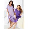 Only Necessities Plus Size 2-Pack Short Silky Gown(Plum Burst Soft Iris)