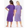 Only Necessities Plus Size 2-Pack Short Silky Gown(Plum Burst Soft Iris)