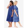 Only Necessities Plus Size 2-Pack Short Silky Gown(Ultra Blue French Blue Flower)
