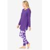 Only Necessities Plus Size Henley Tunic & Jogger PJ Set(Plum Burst Plaid)
