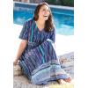 Only Necessities Plus Size Long Crinkle Cotton Lounger(Fresh Berry Paisley)