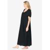 Only Necessities Plus Size Long Silky Lace-Trim Gown(Black)