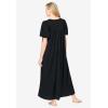 Only Necessities Plus Size Long Silky Lace-Trim Gown(Black)
