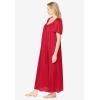 Only Necessities Plus Size Long Silky Lace-Trim Gown(Classic Red)