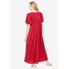 Only Necessities Plus Size Long Silky Lace-Trim Gown(Classic Red)